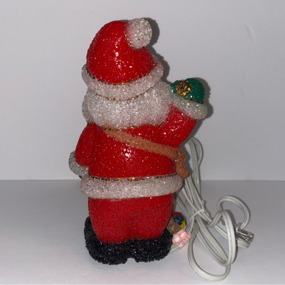 Vintage Melted Popcorn Plastic Santa Lights Up Holiday Decoration - Picture 3 of 5